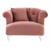 Elegance Contemporary Chair in Blush Velvet with Acrylic Legs - Front