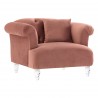 Elegance Contemporary Chair in Blush Velvet with Acrylic Legs - Angled