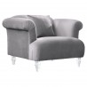 Elegance Contemporary Sofa Chair in Grey Velvet with Acrylic Legs - White BG