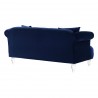 Elegance Contemporary Loveseat in Blue Velvet with Acrylic Legs - Back Angle