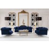 Elegance Contemporary Loveseat in Blue Velvet with Acrylic Legs - Lifestyle Set