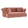 Elegance Contemporary Loveseat in Blush Velvet with Acrylic Legs - Angled