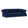 Armen Living Elegance Contemporary Sofa in Blue Velvet with Acrylic Legs Side
