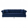 Armen Living Elegance Contemporary Sofa in Blue Velvet with Acrylic Legs Front