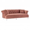 Armen Living Elegance Contemporary Sofa in Blush Velvet with Acrylic Legs Side