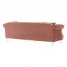 Armen Living Elegance Contemporary Sofa in Blush Velvet with Acrylic Legs Back