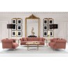 Armen Living Elegance Contemporary Sofa in Blush Velvet with Acrylic Legs