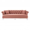 Armen Living Elegance Contemporary Sofa in Blush Velvet with Acrylic Legs Front