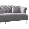Armen Living Elegance Contemporary Sofa in Gray Velvet with Acrylic Legs Half