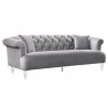 Armen Living Elegance Contemporary Sofa in Gray Velvet with Acrylic Legs Side