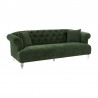 Armen Living Elegance Contemporary Sofa in Green Velvet with Acrylic Legs Side