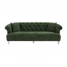 Armen Living Elegance Contemporary Sofa in Green Velvet with Acrylic Legs Front