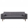 Armen Living Element Mid-Century Modern Sofa in Dark Gray Linen and Walnut Legs Front