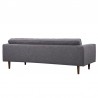 Armen Living Element Mid-Century Modern Sofa in Dark Gray Linen and Walnut Legs Back