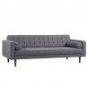 Armen Living Element Mid-Century Modern Sofa in Dark Gray Linen and Walnut Legs Side