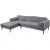 Armen Living Element Left-Side Chaise Sectional in Dark Gray Linen and Walnut Legs - White BG