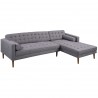 Armen Living Element Right-Side Chaise Sectional in Dark Gray Linen and Walnut Legs - White