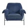 Elie Contemporary Accent Chair in Black Metal Finish and Navy Fabric - Front