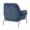 Elie Contemporary Accent Chair in Black Metal Finish and Navy Fabric - Back Angle