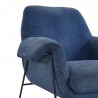Elie Contemporary Accent Chair in Black Metal Finish and Navy Fabric - Back Rest Close-Up