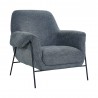 Elie Contemporary Accent Chair in Black Metal Finish and Pewter Fabric - Angled