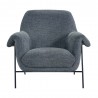 Elie Contemporary Accent Chair in Black Metal Finish and Pewter Fabric - Front