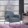 Elie Contemporary Accent Chair in Black Metal Finish and Pewter Fabric - Lifestyle