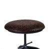 Armen Living Elena Adjustable Barstool in Industrial Gray Finish with Brown Fabric Seat Top