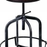 Armen Living Elena Adjustable Barstool in Industrial Gray Finish with Brown Fabric Seat Bottom