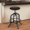Armen Living Elena Adjustable Barstool in Industrial Gray Finish with Brown Fabric Seat