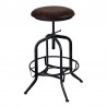 Armen Living Elena Adjustable Barstool in Industrial Gray Finish with Brown Fabric Seat Front