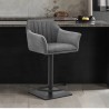 Armen Living Erin Adjustable Gray Faux Leather and Fabric Metal Swivel Bar Stool
