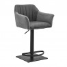 Armen Living Erin Adjustable Gray Faux Leather and Fabric Metal Swivel Bar Stool