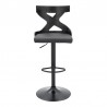 Armen Living Etienne Adjustable Swivel Gray Faux Leather and Black Metal Bar Stool Front