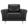 Armen Living Everly Contemporary Chair in Genuine Black Leather with Brushed Stainless Steel Legs - Front