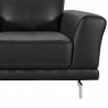 Armen Living Everly Contemporary Chair in Genuine Black Leather with Brushed Stainless Steel Legs - Leg Detail