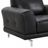 Armen Living Everly Contemporary Chair in Genuine Black Leather with Brushed Stainless Steel Legs - Arm Close-Up
