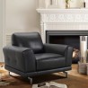 Armen Living Everly Contemporary Chair in Genuine Black Leather with Brushed Stainless Steel Legs - Lifestyle