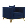 Armen Living Everest Blush/Blue Fabric Upholstered Sofa Accent Chair With Brushed Gold Legs 12