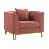 Armen Living Everest Blush/Blue Fabric Upholstered Sofa Accent Chair With Brushed Gold Legs 4