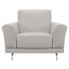 Armen Living Everly Contemporary Chair in Genuine Dove Grey Leather with Brushed Stainless Steel Legs - Front