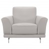 Armen Living Everly Contemporary Chair in Genuine Dove Grey Leather with Brushed Stainless Steel Legs - Front