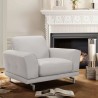 Armen Living Everly Contemporary Chair in Genuine Dove Grey Leather with Brushed Stainless Steel Legs - Lifestyle