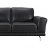 Armen Living Everly Contemporary Loveseat in Genuine Black Leather with Brushed Stainless Steel Legs - Seat Arm Close-Up
