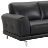 Armen Living Everly Contemporary Loveseat in Genuine Black Leather with Brushed Stainless Steel Legs - Close-U