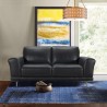 Armen Living Everly Contemporary Loveseat in Genuine Black Leather with Brushed Stainless Steel Legs - Lifestyle