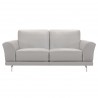 Armen Living Everly Contemporary Loveseat in Genuine Dove Grey Leather with Brushed Stainless Steel Legs - Front