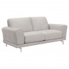 Armen Living Everly Contemporary Loveseat in Genuine Dove Grey Leather with Brushed Stainless Steel Legs - Angled