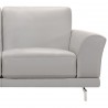 Armen Living Everly Contemporary Loveseat in Genuine Dove Grey Leather with Brushed Stainless Steel Legs - Seat Arm Close-Up