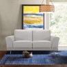 Armen Living Everly Contemporary Loveseat in Genuine Dove Grey Leather with Brushed Stainless Steel Legs - Lifestyle
